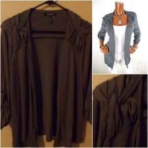 SHOULDER KNOT BUTTON SLEEVE CARDIGAN GRAY SZ. L